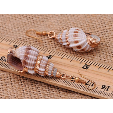 Alilang Brown Golden Seashell Dangle Earrings for Women