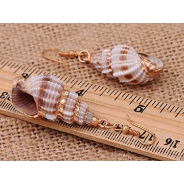 Alilang Brown Golden Seashell Dangle Earrings for Women