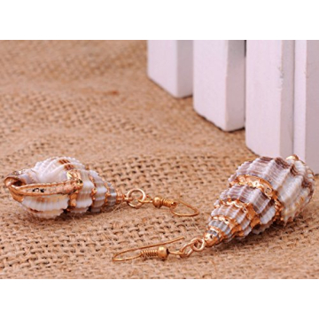 Alilang Brown Golden Seashell Dangle Earrings for Women