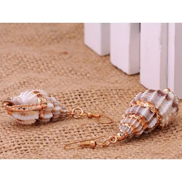 Alilang Brown Golden Seashell Dangle Earrings for Women