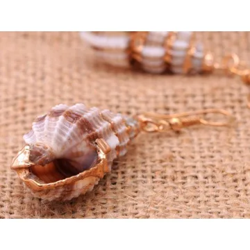 Alilang Brown Golden Seashell Dangle Earrings for Women