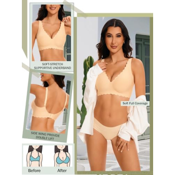 Buy Comfortable Women's Push Up Scalloped Deep V Bra