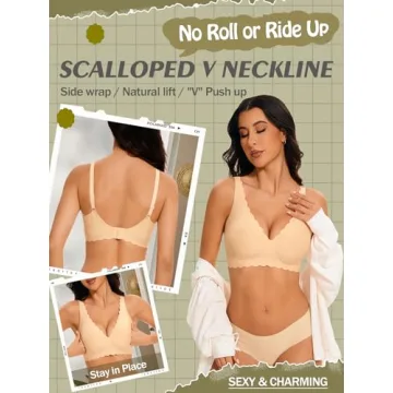 Buy Comfortable Women's Push Up Scalloped Deep V Bra