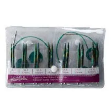 Knit Picks Options 2-3/4" Short Tip Interchangeable Wood Knitting Needle Set (Caspian)