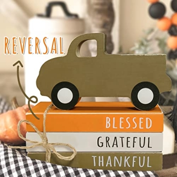 Fall Decor Set with Pumpkin Truck and Faux Books