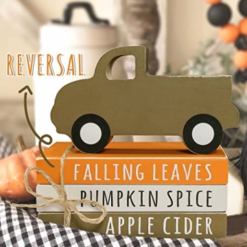 Fall Decor Set with Pumpkin Truck and Faux Books