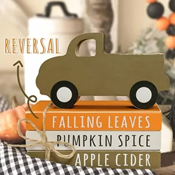 Fall Decor Set with Pumpkin Truck and Faux Books