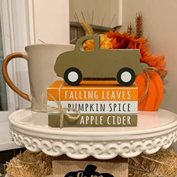 Fall Decor Set with Pumpkin Truck and Faux Books
