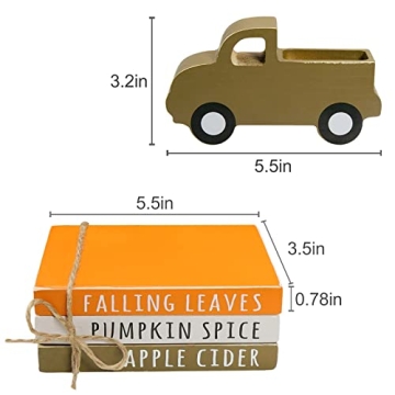 Fall Decor Set with Pumpkin Truck and Faux Books
