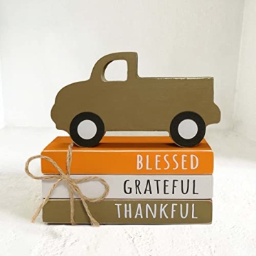 Fall Decor Set with Pumpkin Truck and Faux Books