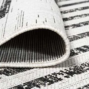 JONATHAN Y SMB124D-4 Zolak Berber Stripe Geometric Indoor Outdoor Area-Rug Bohemian Contemporary Easy-Cleaning Bedroom Kitchen Backyard Patio Non Shedding, 4 X 6, Ivory/Black