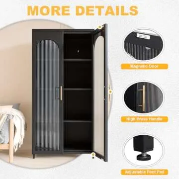 ZONLESON Storage Cabinet with Glass Doors,Storage Cabinet for Living Room,Dining Room and Kitchen,Sideboard Buffet Cabinet with Storage,Black Bookcases with Glass Doors (TallDoor-2)