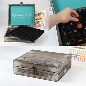 J JACKCUBE DESIGN Essential Oil Storage Box Organizer with 70 Slots, Rustic Wooden Oil Holder Displa...