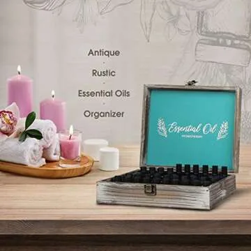 J JACKCUBE DESIGN Essential Oil Storage Box Organizer with 70 Slots, Rustic Wooden Oil Holder Display Case for 5 10 15 ml Essential Oil Bottles & 10 ml Rollers - MK588A