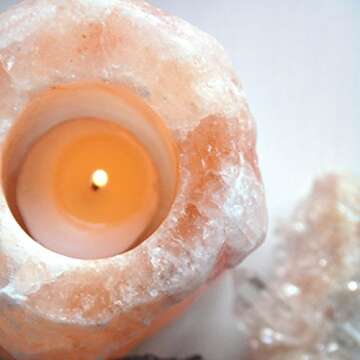 Betus [Natural Crystal] Himalayan Salt Candle Holder - Hand Carved Salt Rock Tealight Holder - Pack of 2