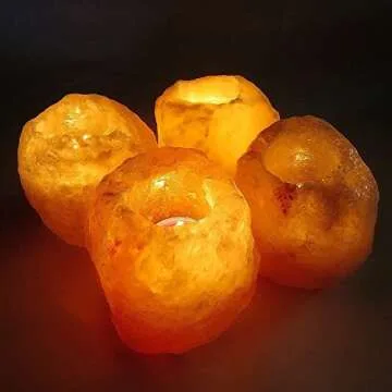 Betus [Natural Crystal] Himalayan Salt Candle Holder - Hand Carved Salt Rock Tealight Holder - Pack of 2