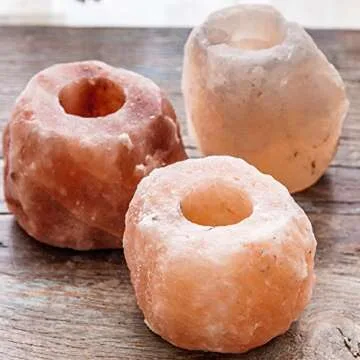 Betus [Natural Crystal] Himalayan Salt Candle Holder - Hand Carved Salt Rock Tealight Holder - Pack of 2