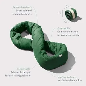 Huzi Infinity Pillow - Travel Neck Pillow - Versatile Soft 360 Support Scarf - Machine Washable - Home Travel Flight Road Trips (Pine Green)