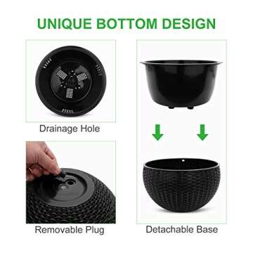 GROWNEER Hanging Basket Planters - Set of 2 Self-Watering Pots