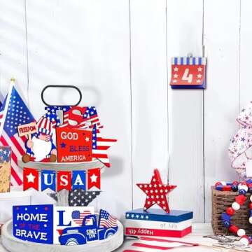 4th of July Wooden Star Signs - Patriotic Decor