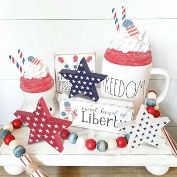4th of July Wooden Star Signs - Patriotic Decor