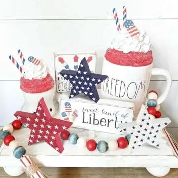4th of July Wooden Star Signs - Patriotic Decor