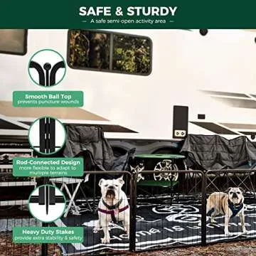 FXW Dog Playpen|24''Height Dog Fence Heavy Duty Exercise Pen with Safe and Sturdy Stakes for Medium/Small Dogs, Easy to Assemble for RV Camping/Yard, 16 Panels, Black (DP24-16-Z)