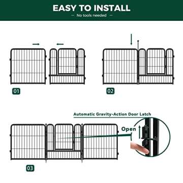 FXW Dog Playpen|24''Height Dog Fence Heavy Duty Exercise Pen with Safe and Sturdy Stakes for Medium/Small Dogs, Easy to Assemble for RV Camping/Yard, 16 Panels, Black (DP24-16-Z)