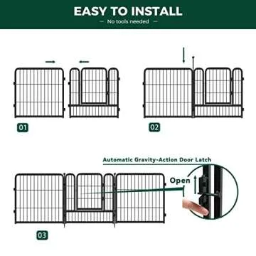 FXW Dog Playpen|24''Height Dog Fence Heavy Duty Exercise Pen with Safe and Sturdy Stakes for Medium/Small Dogs, Easy to Assemble for RV Camping/Yard, 16 Panels, Black (DP24-16-Z)