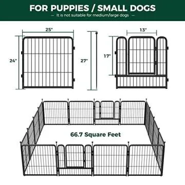 FXW Dog Playpen|24''Height Dog Fence Heavy Duty Exercise Pen with Safe and Sturdy Stakes for Medium/Small Dogs, Easy to Assemble for RV Camping/Yard, 16 Panels, Black (DP24-16-Z)