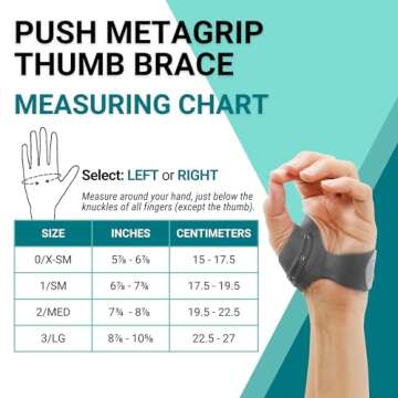 PUSH MetaGrip CMC Thumb Brace for Osteoarthritis CMC Joint Pain. Stabilizes Thumb CMC Joint Without Limiting Hand Function. (Left, Small)