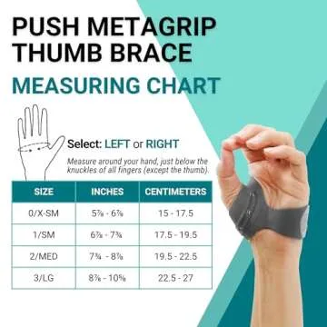 PUSH MetaGrip CMC Thumb Brace for Osteoarthritis CMC Joint Pain. Stabilizes Thumb CMC Joint Without Limiting Hand Function. (Left, Small)