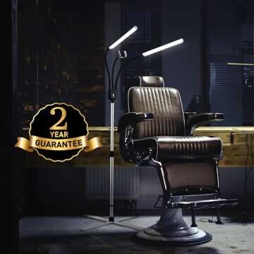 Daylight Company Gemini Floor Lamp, 2 Strobe Lamp, 4 Brightness Levels, Social Media, Nails, Salon, Beauty, Office and Much More - 4,500 LUX - 1,400 Lumen, Silver