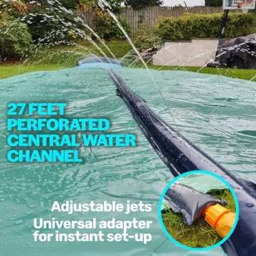 TEAM MAGNUS 31ft Slip and Slide Water Slide with 500 CL Inflatable Crash Pad, Adjustable Sprinkler for Kids – Slip n Slide for Adults & Kids (372" L x 63" W x 10" H)