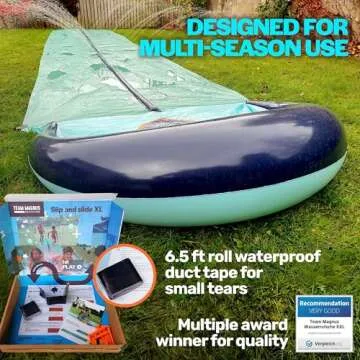 TEAM MAGNUS 31ft Slip and Slide Water Slide with 500 CL Inflatable Crash Pad, Adjustable Sprinkler for Kids – Slip n Slide for Adults & Kids (372" L x 63" W x 10" H)