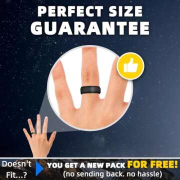 Egnaro Inner Arc Ergonomic Breathable Design, Silicone Rings Mens with Half Sizes, 7 Rings / 6 Rings / 5 Rings / 4 Rings / 1 Ring Rubber Wedding Bands, 8.5mm Wide-2mm Thick, 9-9.5(21.66mm)