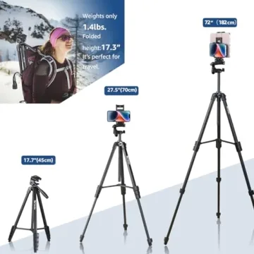 Lusweimi 72-Inch Tripod for Phone and Tablet Photography