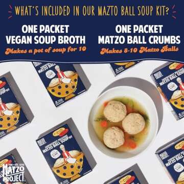 The Matzo Project Matzo Ball Soup Mix Kit, Natural, Vegetarian, No MSG, Nut Free, 3-Pack, 4.5oz Boxes, Kosher but NOT Kosher for Passover