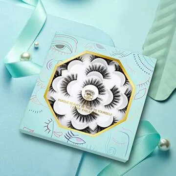 DYSILK Mink Lashes Fluffy Eyelashes - False Eyelashes 7 Pairs Lashes Natural Look Fluffy Lashes Strip Lashes 6D Lashes Pack Long Lashes Mink Eyelashes Reusable Eye Lashes |004