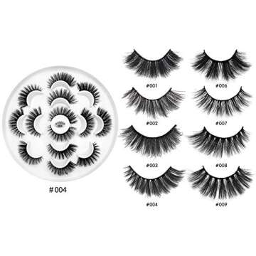 DYSILK Mink Lashes Fluffy Eyelashes - False Eyelashes 7 Pairs Lashes Natural Look Fluffy Lashes Strip Lashes 6D Lashes Pack Long Lashes Mink Eyelashes Reusable Eye Lashes |004
