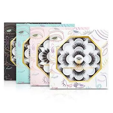 DYSILK Mink Lashes Fluffy Eyelashes - False Eyelashes 7 Pairs Lashes Natural Look Fluffy Lashes Strip Lashes 6D Lashes Pack Long Lashes Mink Eyelashes Reusable Eye Lashes |004