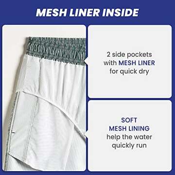 maamgic Mens Slim Fit Swim Shorts Swim Trunks 7 inch Quick Dry Mens Bathing Suits with Mesh Lining Stripe Green Medium