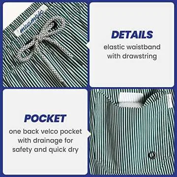 maamgic Mens Slim Fit Swim Shorts Swim Trunks 7 inch Quick Dry Mens Bathing Suits with Mesh Lining Stripe Green Medium