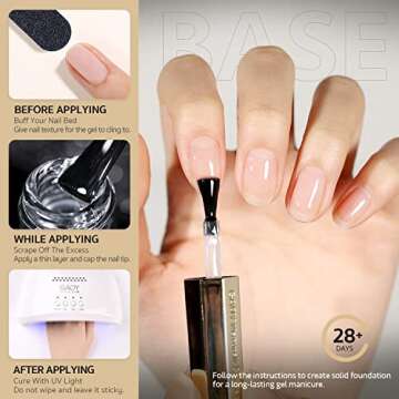 GAOY Gel Top Coat and Base Coat Set for Gel Nail Polish, 13ml 2Pcs No Wipe Clear Foundation for Acry...