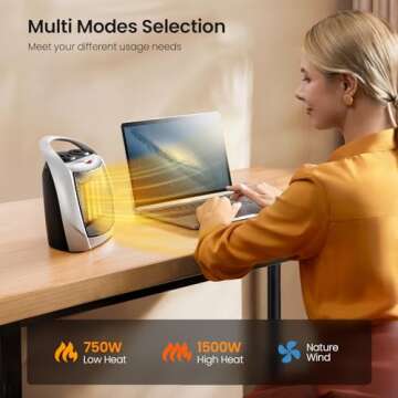 Compact Kismile Electric Space Heater with Adjustable Thermostat