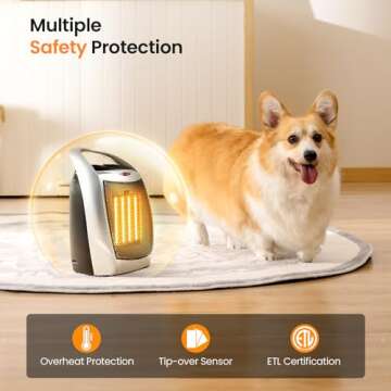 Compact Kismile Electric Space Heater with Adjustable Thermostat