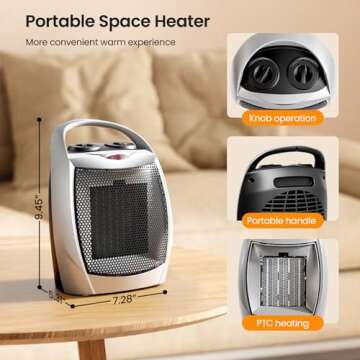 Compact Kismile Electric Space Heater with Adjustable Thermostat