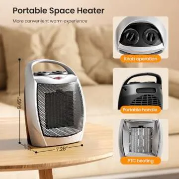 Compact Kismile Electric Space Heater with Adjustable Thermostat