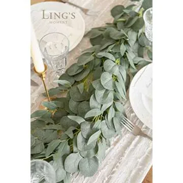 Ling's Moment Artificial Eucalyptus and Willow Greenery Garlands 5.9ft, 2pcs Fake Vines for Wedding Table Runner/Arch/Enter Aisle Hanging Decorations