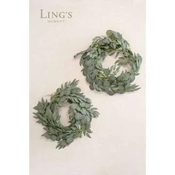 Ling's Moment Artificial Eucalyptus and Willow Greenery Garlands 5.9ft, 2pcs Fake Vines for Wedding Table Runner/Arch/Enter Aisle Hanging Decorations